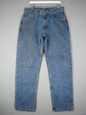 Levis 550 Relaxed Fit Distressed Blue Cotton Denim Jeans 32x32 2015